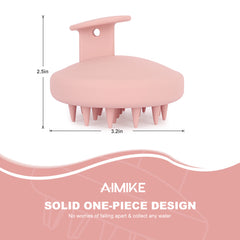 AIMIKE 100% Silicone Scalp Massager Shampoo Brush - Pastel Pink