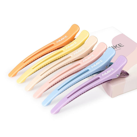 AIMIKE Professional Hair Clips for Styling and Sectioning - Macaron Color / Style 1 (6 pcs)