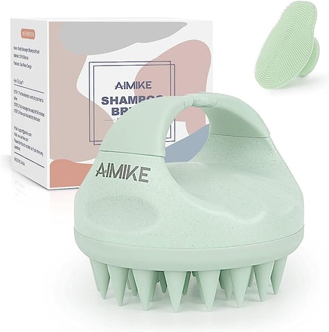 AIMIKE Eco-Friendly Scalp Massager Shampoo Brush with Soft Face Cleansing Scrubber, Green