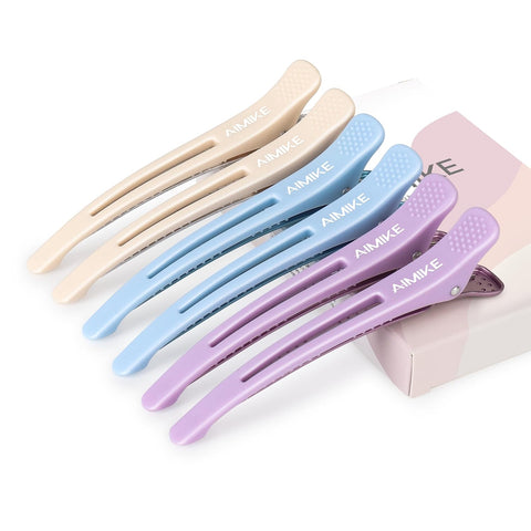 AIMIKE Professional Hair Clips for Styling and Sectioning - Macaron Color / Style 2 (6 pcs)