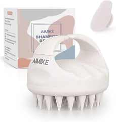 AIMIKE Eco-Friendly Scalp Massager Shampoo Brush with Soft Face Cleansing Scrubber, White
