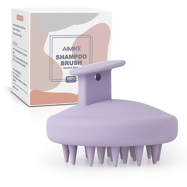 AIMIKE 100% Silicone Scalp Massager Shampoo Brush - Purple