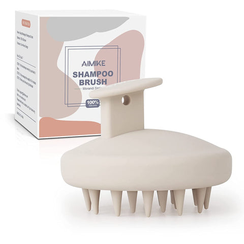 AIMIKE 100% Silicone Scalp Massager Shampoo Brush - Oatmeal