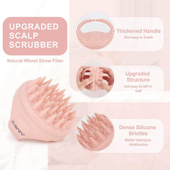 AIMIKE Eco-Friendly Scalp Massager Shampoo Brush with Soft Face Cleansing Scrubber, Pink