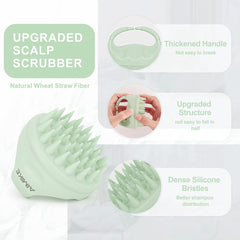AIMIKE Eco-Friendly Scalp Massager Shampoo Brush with Soft Face Cleansing Scrubber, Green