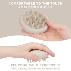 AIMIKE 100% Silicone Scalp Massager Shampoo Brush - Oatmeal