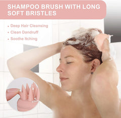 AIMIKE Eco-Friendly Scalp Massager Shampoo Brush with Soft Face Cleansing Scrubber, Pink
