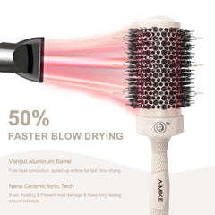 AIMIKE Round Brush for Blow Drying, 2.1 Inch (Wheat Straw)