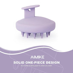 AIMIKE 100% Silicone Scalp Massager Shampoo Brush - Purple