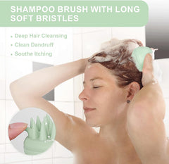 AIMIKE Eco-Friendly Scalp Massager Shampoo Brush with Soft Face Cleansing Scrubber, Green