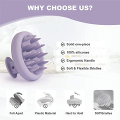 AIMIKE 100% Silicone Scalp Massager Shampoo Brush - Purple