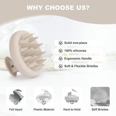 AIMIKE 100% Silicone Scalp Massager Shampoo Brush - Oatmeal