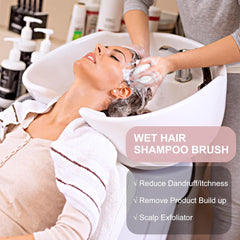 AIMIKE Eco-Friendly Scalp Massager Shampoo Brush, Leaf-Shaped, Pink