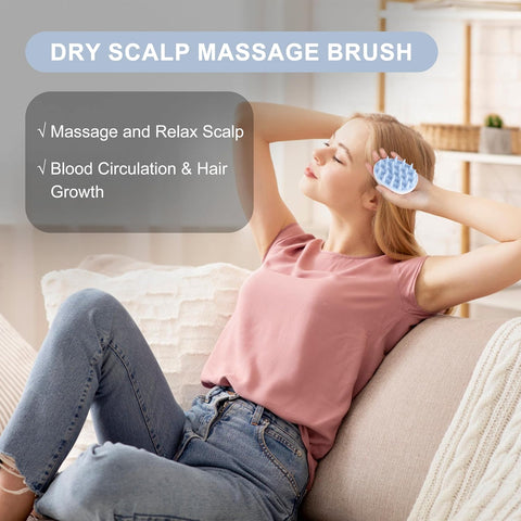 AIMIKE Eco-Friendly Scalp Massager Shampoo Brush, Leaf-Shaped, Blue