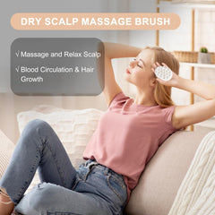 AIMIKE Eco-Friendly Scalp Massager Shampoo Brush, Leaf-Shaped, Beige