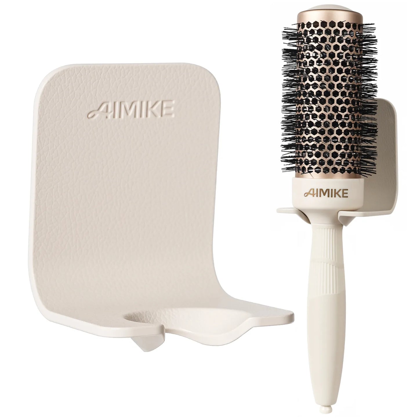 AIMIKE Wall-Mounted Round Brush Holder | Sleek Adhesive Hair Tool Organizer