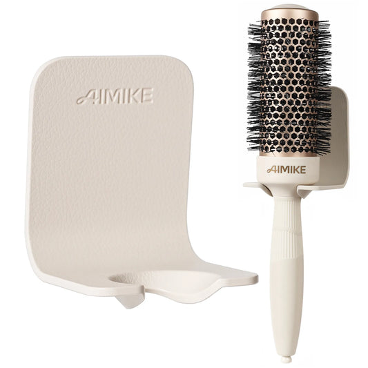 AIMIKE Wall-Mounted Round Brush Holder | Sleek Adhesive Hair Tool Organizer