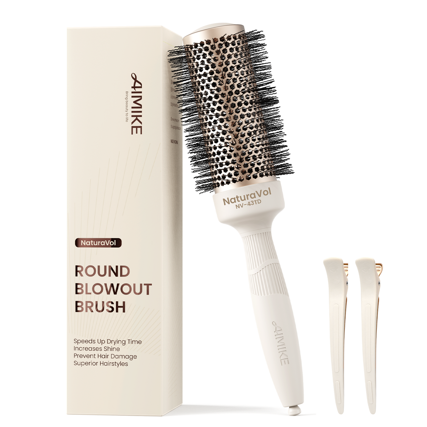 AIMIKE Naturavol Ceramic Ionic Round Blowout Brush - Desert Titanium