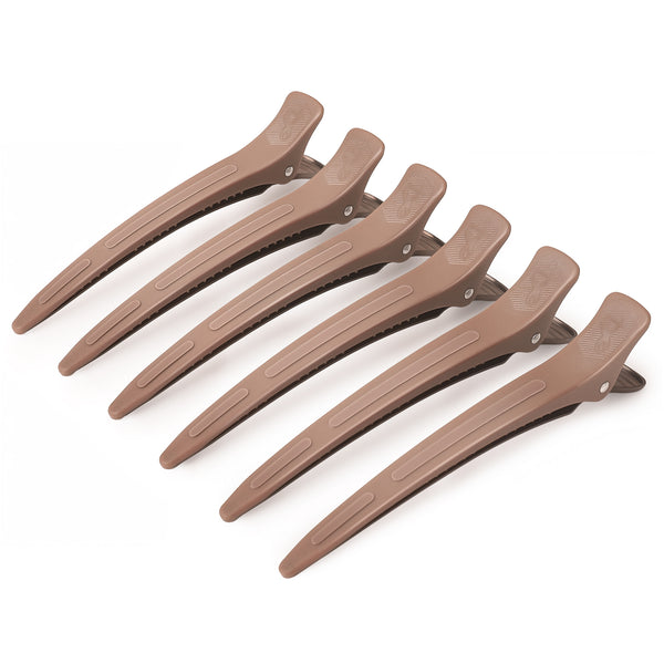 6Pcd Extended Sectioning Hair Clips(Mocha Mousse)