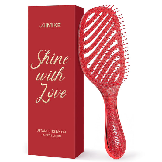Luxe Wet & Dry Vented Detangling Brush - Glitter Ruby