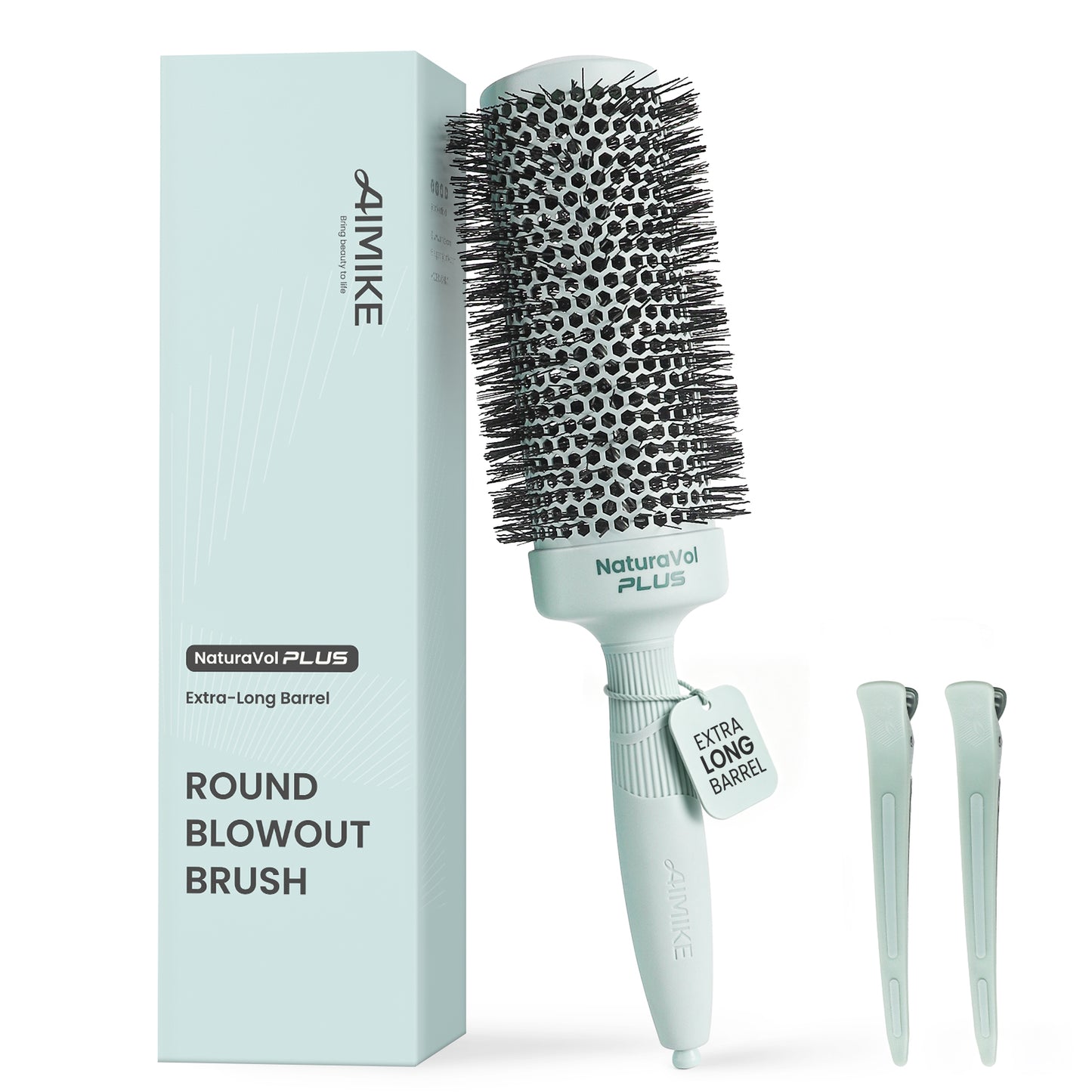 NaturaVol Ceramic Ionic Round Brush - Sage Green Edition