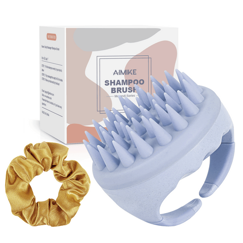 AIMIKE Eco-Friendly Scalp Massager Shampoo Brush, Soft Silicone Scalp Brush Hair Scrubber, Light Blue