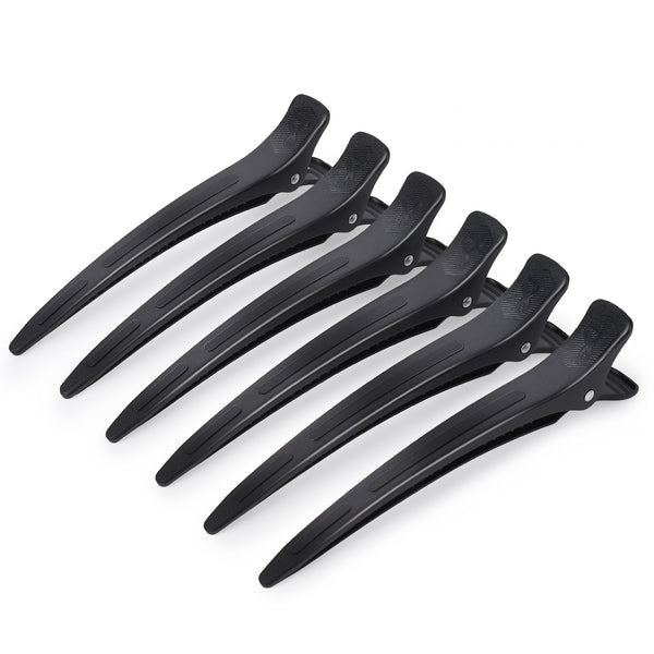6Pcs Extended Sectioning Hair Clips(Black)