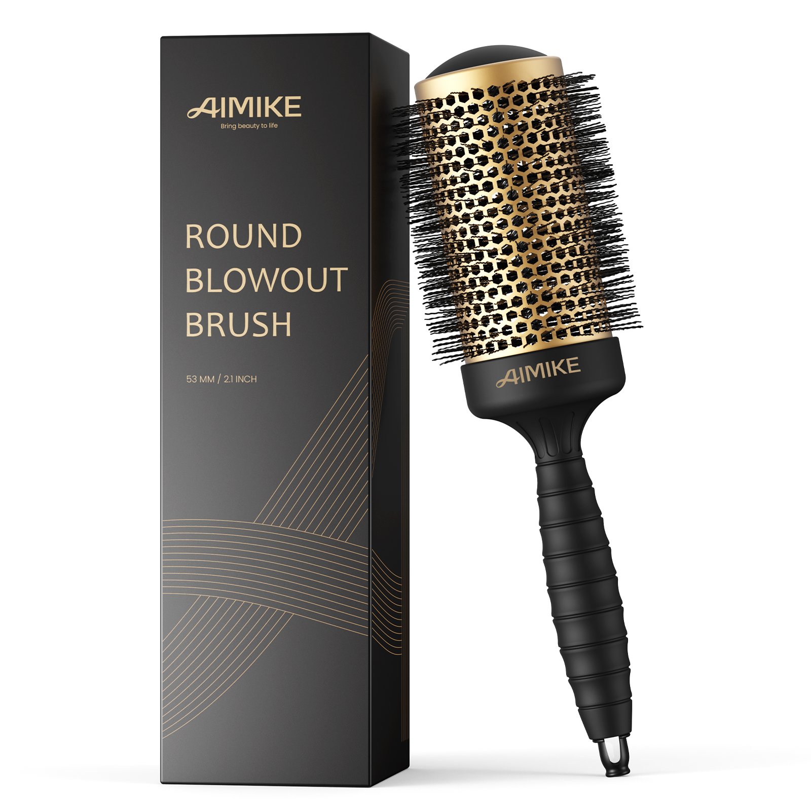 Nano Thermal Ceramic Round Hair Brush for Blowout Styling - Black