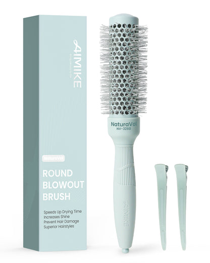 NaturaVol Ceramic Ionic Round Brush - Sage Green Edition