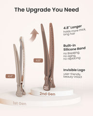 6Pcd Extended Sectioning Hair Clips(Mocha Mousse)