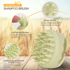 AIMIKE Eco-Friendly Scalp Massager Shampoo Brush, Soft Silicone Scalp Brush Hair Scrubber, Light Yellow