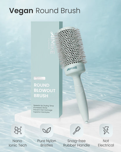 NaturaVol Ceramic Ionic Round Brush - Sage Green Edition
