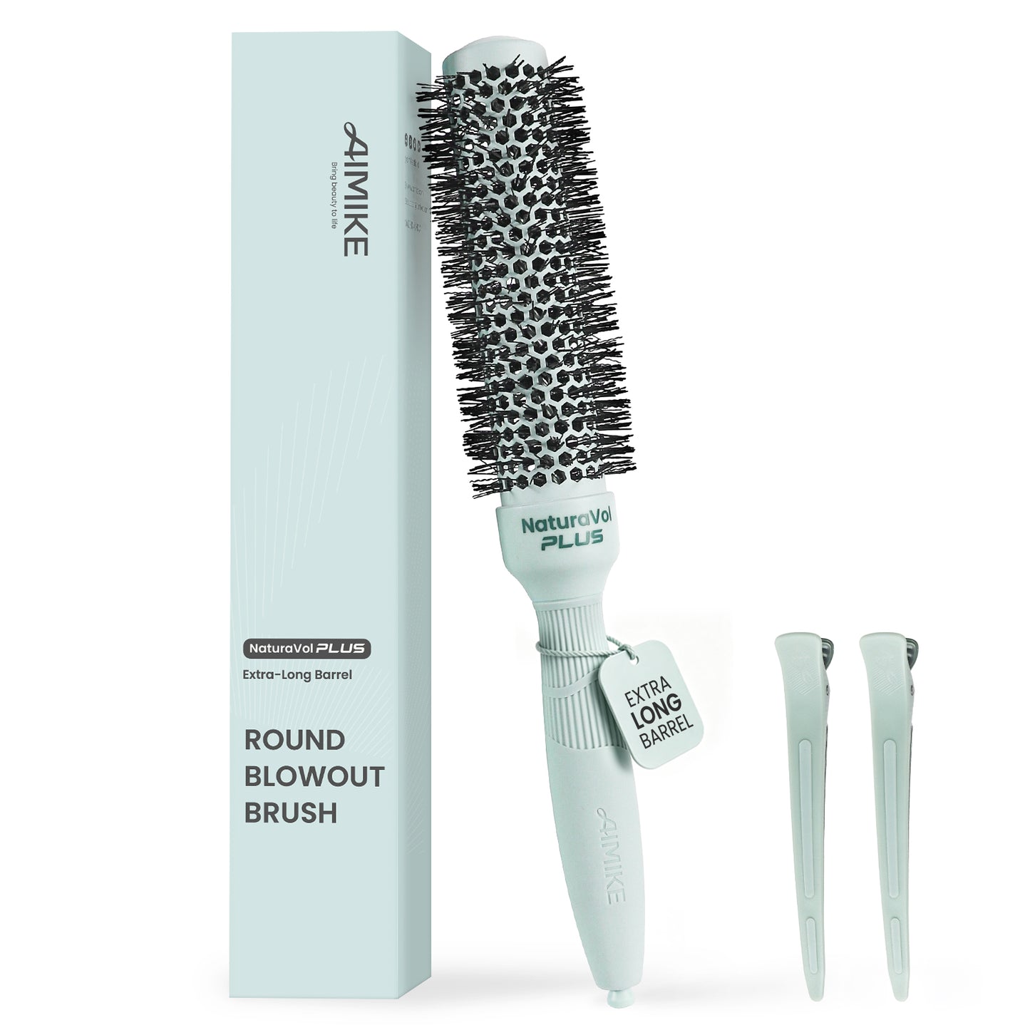 NaturaVol Ceramic Ionic Round Brush - Sage Green Edition