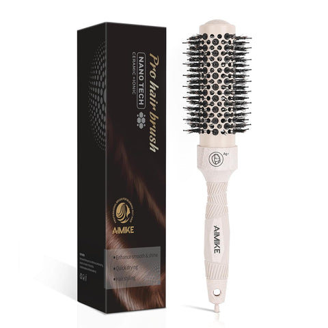 Round Brush with Boar Bristles (Wheat Straw Handle)