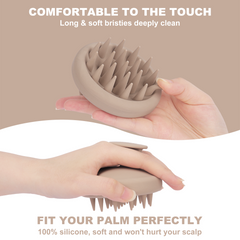 AIMIKE 100% Silicone Scalp Massager Shampoo Brush - Khaki