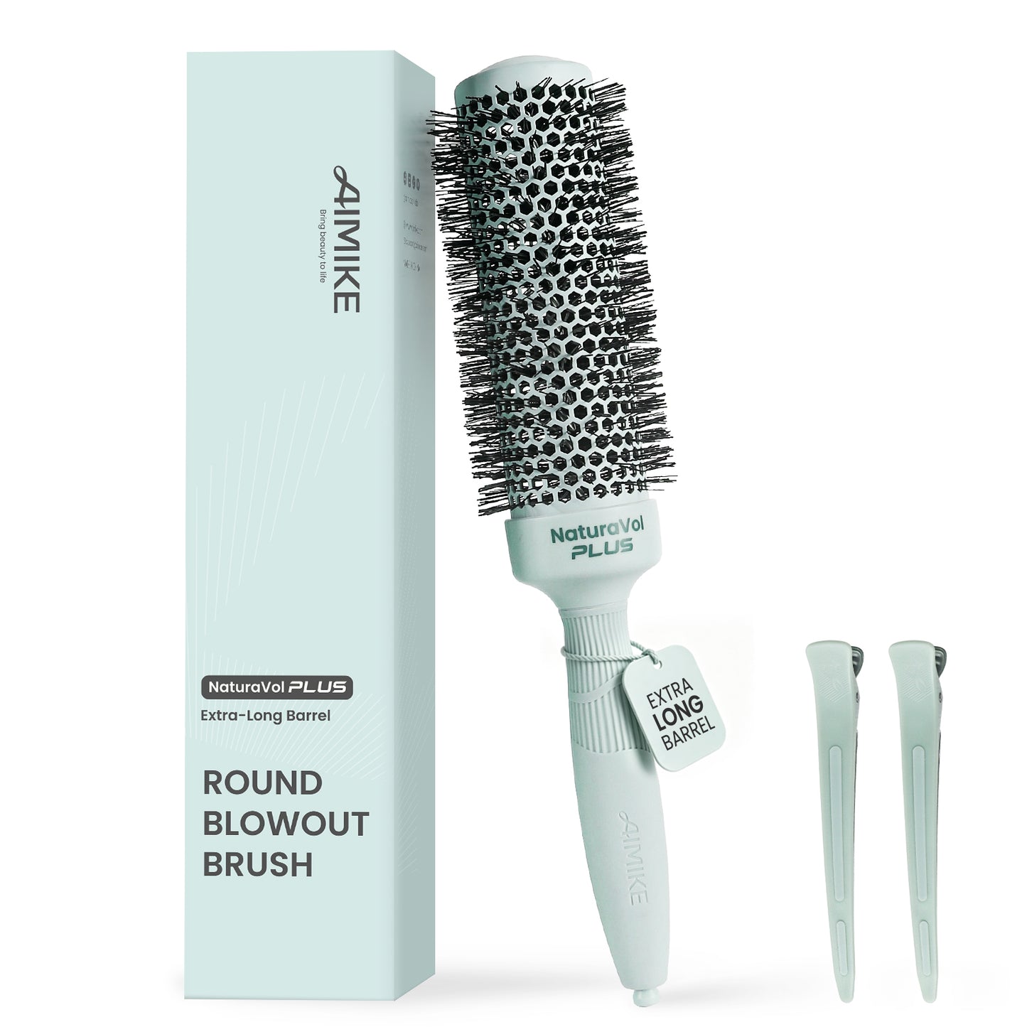 NaturaVol Ceramic Ionic Round Brush - Sage Green Edition