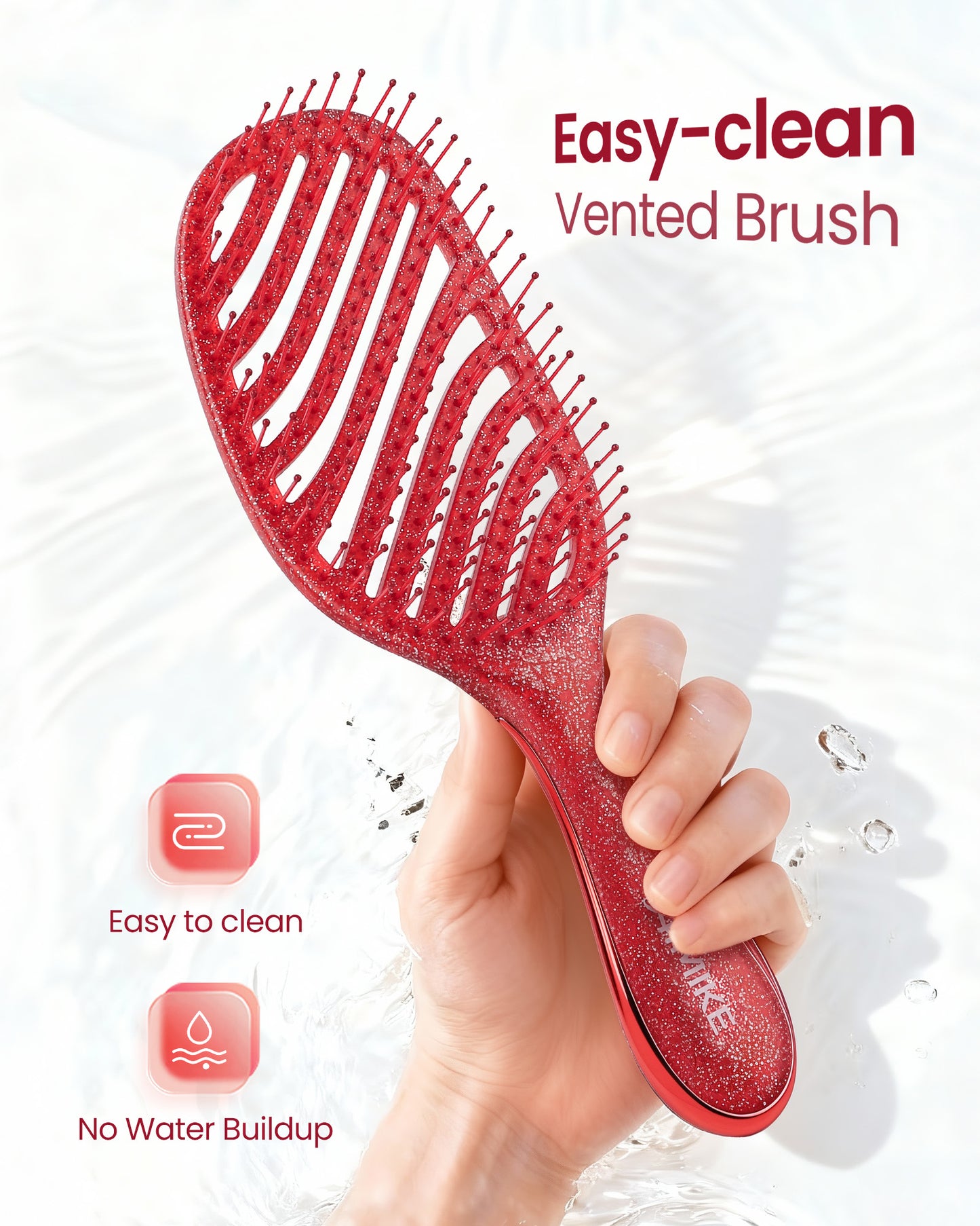 Luxe Wet & Dry Vented Detangling Brush - Glitter Ruby