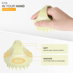 AIMIKE Eco-Friendly Scalp Massager Shampoo Brush, Soft Silicone Scalp Brush Hair Scrubber, Light Yellow