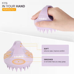 AIMIKE Eco-Friendly Scalp Massager Shampoo Brush, Soft Silicone Scalp Brush Hair Scrubber, Lavender