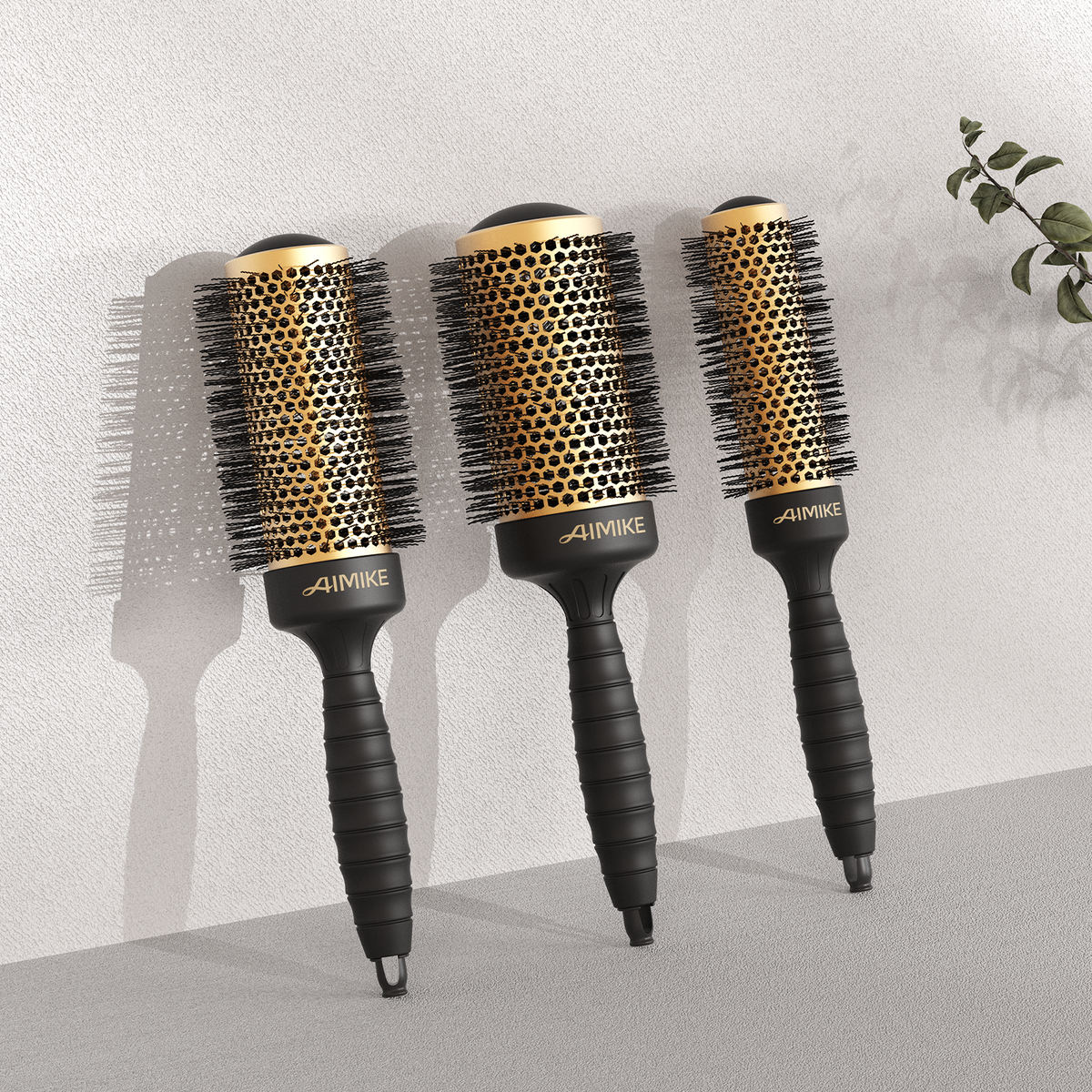 Nano Thermal Ceramic Round Hair Brush for Blowout Styling - Black