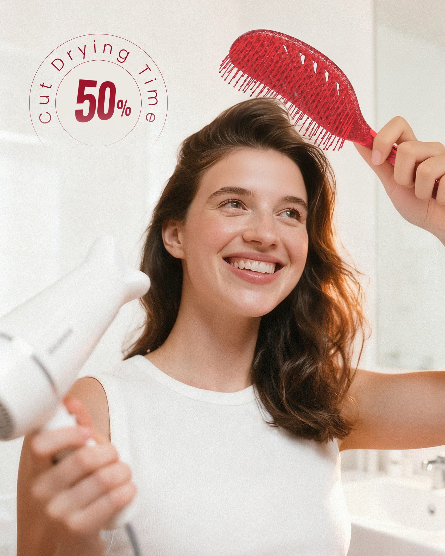 Luxe Wet & Dry Vented Detangling Brush - Glitter Ruby
