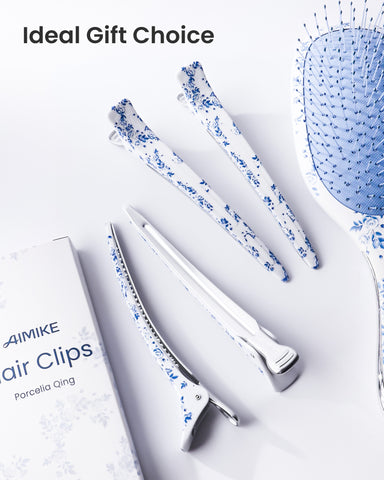 4Pcs No-Crease Sectioning Hair Clips(Porcelia Qing)