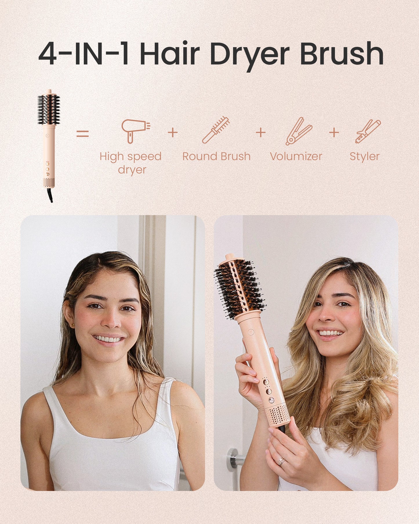 HyperFlow High-Speed Hot Air Brush-Detachable 3.3" Oval Boar Bristles Barrel