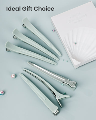 6Pcs Hair Clips for Styling(Sage Green)