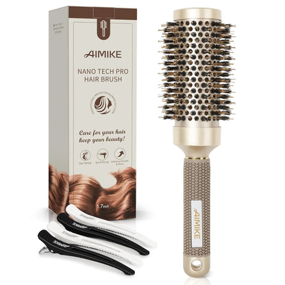 AIMIKE Nano Ceramic Ionic Boar Bristle Round Brush