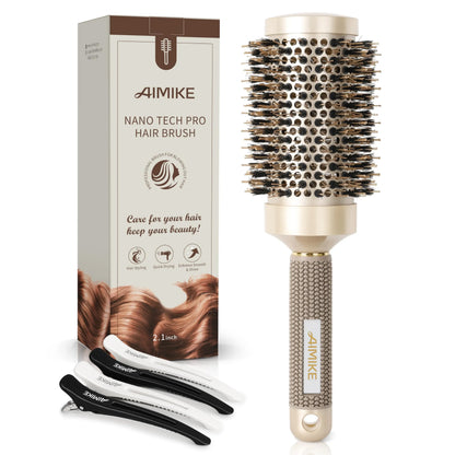 AIMIKE Nano Ceramic Ionic Boar Bristle Round Brush