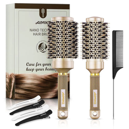 AIMIKE Nano Ceramic Ionic Boar Bristle Round Brush