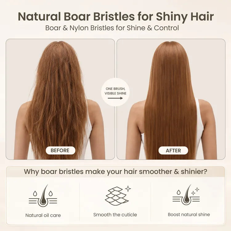 Nano Ceramic Ionic Boar Bristle Round Hair Brush