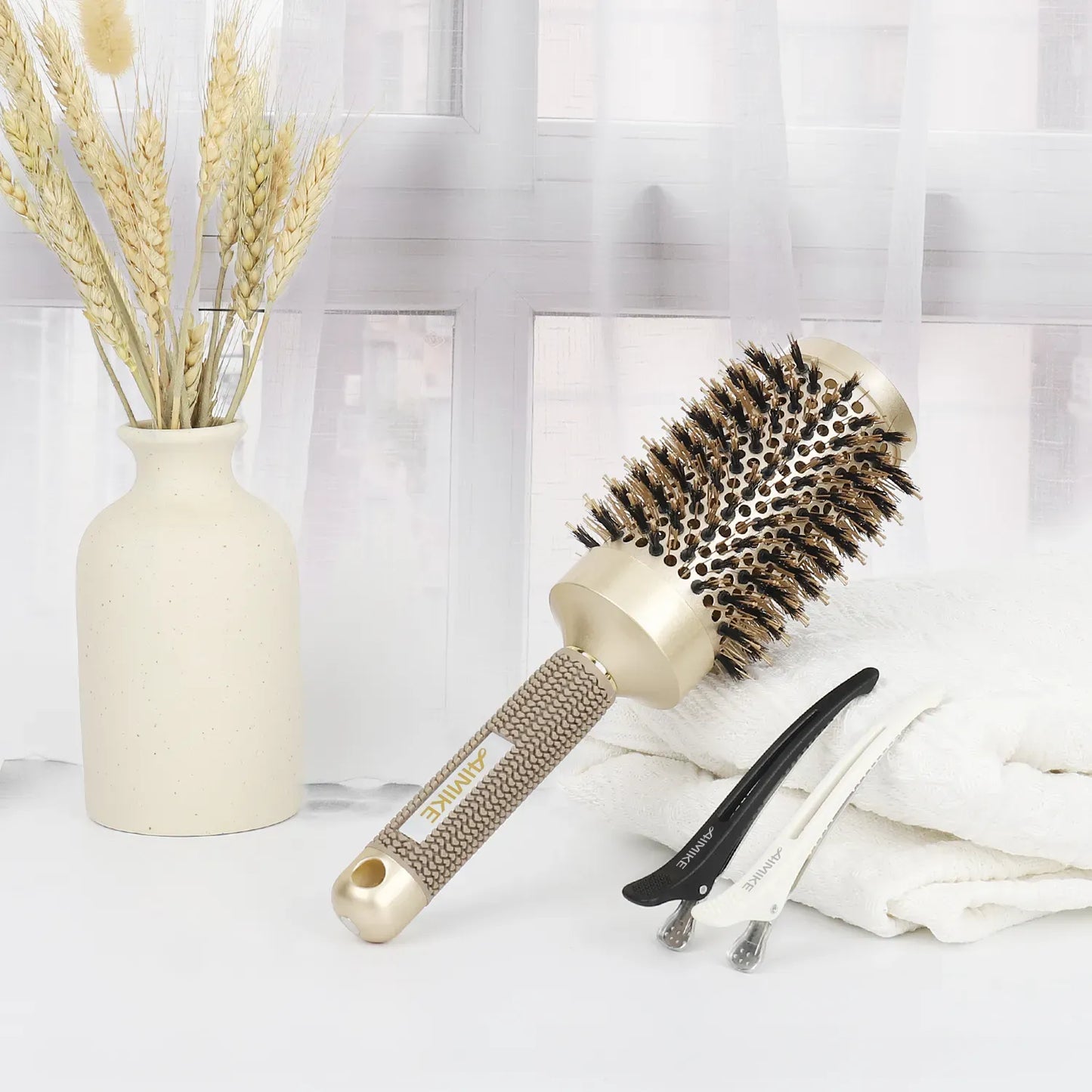 AIMIKE Nano Ceramic Ionic Boar Bristle Round Brush