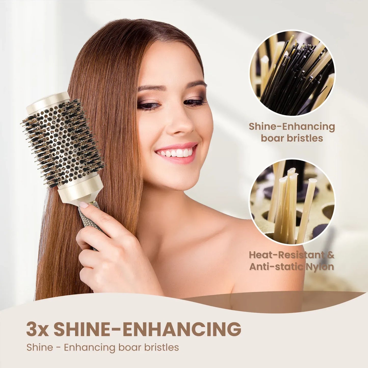 AIMIKE Nano Ceramic Ionic Boar Bristle Round Brush